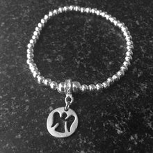 Load image into Gallery viewer, Memorial Bracelet. Personalised Box. Pewter, Open Work, Angel Charm.