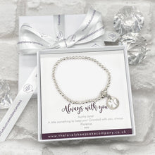 Load image into Gallery viewer, Memorial Bracelet. Personalised Box. Pewter Angel Open Work Charm. 