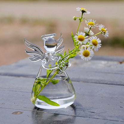 Personalised Memorial Angel. Clear Glass. Filled With White Feathers.