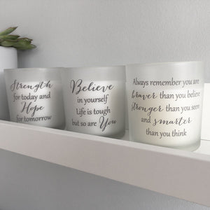 Candles in Glass Holders with Supportive Messages - alternative view