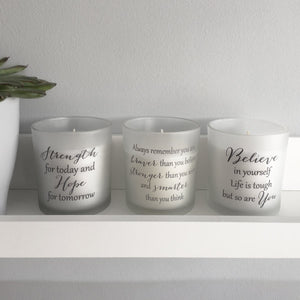 Candles in Glass Holders with Supportive Messages