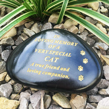 Load image into Gallery viewer, Black &amp; Gold Outdoor Memorial Pebble - Cat