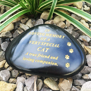 Black & Gold Outdoor Memorial Pebble - Cat