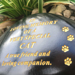 Black & Gold Outdoor Memorial Pebble - Cat