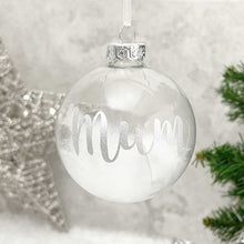 Load image into Gallery viewer, Personalised Feather Filled Glass Memorial Bauble