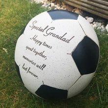 Load image into Gallery viewer, Graveside / Memorial Tribute. Football Shaped. &#39;Special Grandad, Happy Times&#39;