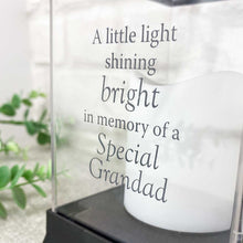 Load image into Gallery viewer, Outdoor Memorial  Lantern, LED, Black, &#39;... in memory of a Special Grandad&#39;