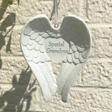 Load image into Gallery viewer, Commemorative Hanging Plaque. Angel Wings / Heart. &#39;Special Grandma&#39;.