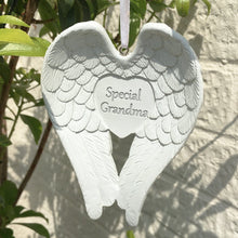 Load image into Gallery viewer, Commemorative Hanging Plaque. Angel Wings / Heart. &#39;Special Grandma&#39; Sentiment.