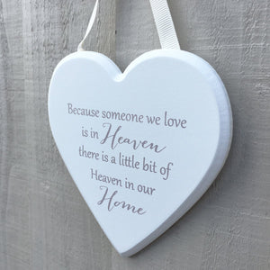 Hanging Plaque, White Heart, 'A Little Bit Of Heaven In Our Home' Sentiment