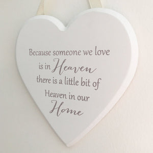 Hanging Plaque, White Heart, 'A Little Bit Of Heaven In Our Home' Sentiment