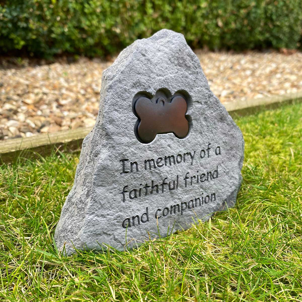 Personalisable Outdoor Pet Memorial Stone - Faithful Friend And Companion