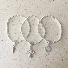 Load image into Gallery viewer, Memorial Bracelet. Personalised Box. Pewter, Open Work, Angel Charm.