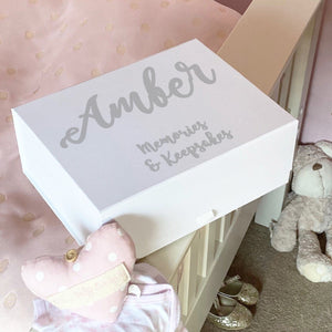 Personalised Memory & Keepsake Box, With Name & Your Text. Assorted Colours.