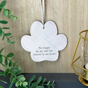 Acrylic Memorial Paw Print Hanging Decoration 'Forever in my Heart' - Colour Options