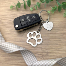 Load image into Gallery viewer, Always In My Heart Charm Paw Memorial Keyring