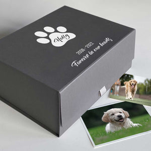 Personalised Pet Memorial Keepsake Memory Box (White or Grey)