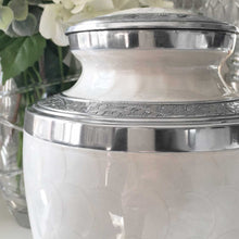 Load image into Gallery viewer, Adult Cremation Urn, Pearlescent With Silver Trim