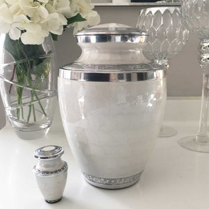 You added Adult Cremation Urn, Pearlescent With Silver Trim to your cart.