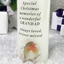 Load image into Gallery viewer, Robin Christmas Memorial LED Candle - Grandad