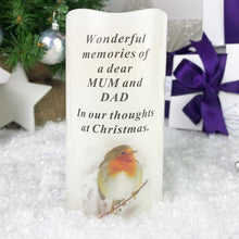 Load image into Gallery viewer, Robin Christmas Memorial LED Candle - Mum and Dad