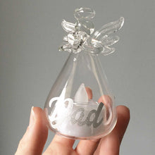 Load image into Gallery viewer, Personalised Memorial Angel with Clear Glass LED Candle Illumination