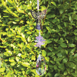 Memorial Sun Catcher. Silver Angel. Crystals with a Purple Tint.