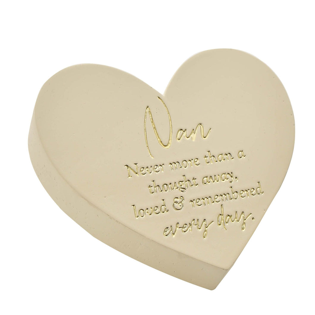 Graveside Ivory Heart Shaped Memorial Plaque - Nan