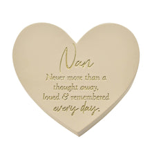 Load image into Gallery viewer, Graveside Ivory Heart Shaped Memorial Plaque - Nan