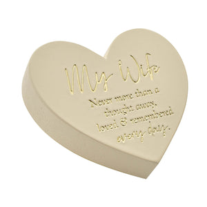 Graveside Ivory Heart Shaped Memorial Plaque - Wife