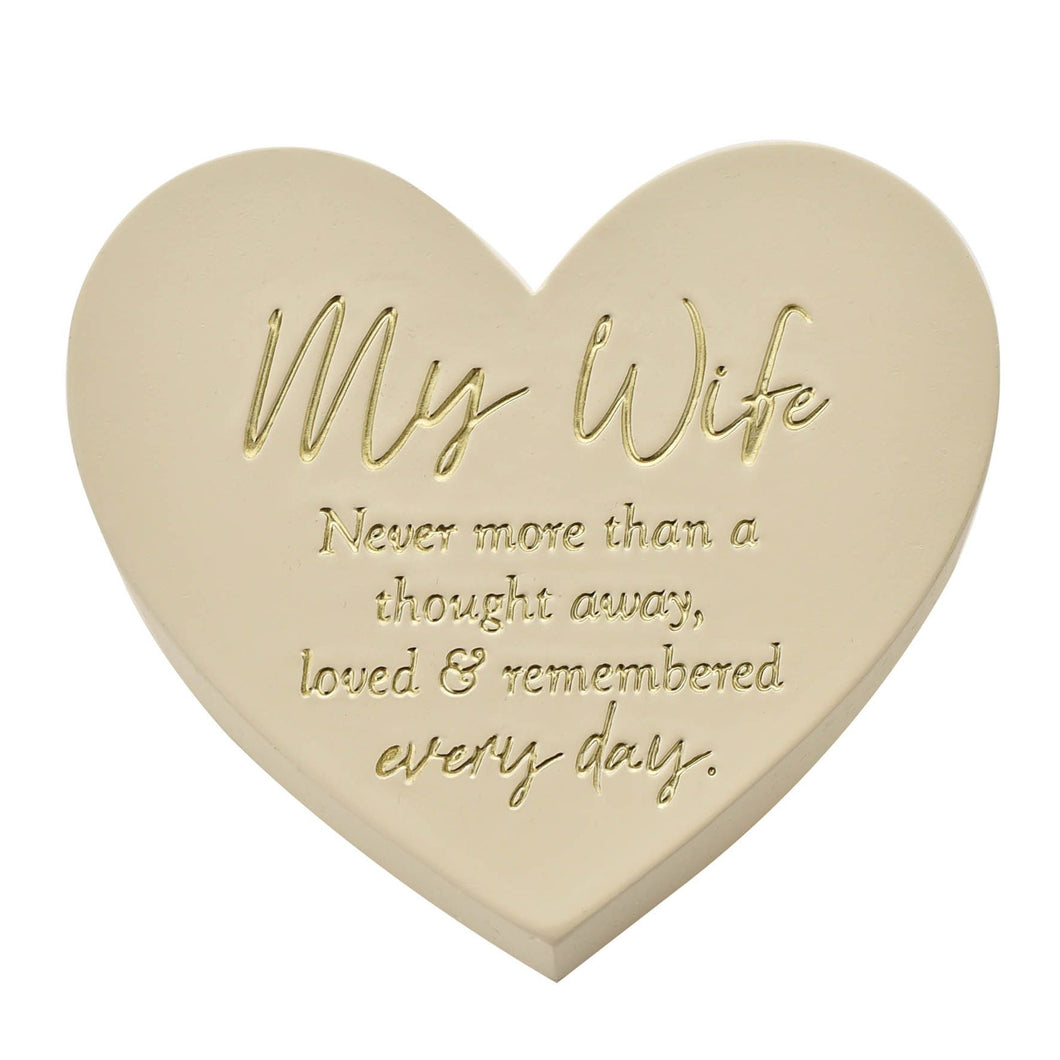Graveside Ivory Heart Shaped Memorial Plaque - Wife