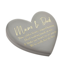 Load image into Gallery viewer, Large Grey Memorial Graveside Heart Stone - Mum &amp; Dad