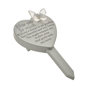 Memorial Solar Light Up Heart Stake Plaque - Miss you so much