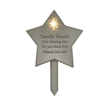 Load image into Gallery viewer, Memorial Solar Light Up Star Stake Plaque - Twinkle Twinkle