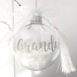 You added Personalised Luxury Feather Filled Glass Memorial Bauble to your cart.