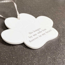 Load image into Gallery viewer, Acrylic Memorial Paw Print Hanging Decoration &#39;Forever in my Heart&#39; - Colour Options