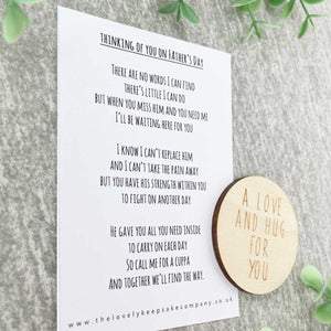 Thinking Of You On Father's Day Poem + Love & Hug Wooden Disc