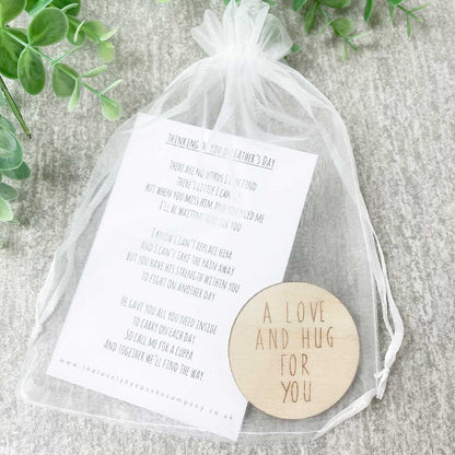 Thinking Of You On Father's Day Poem + Love & Hug Wooden Disc