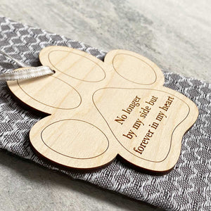Wooden Memorial Paw Print Hanging Decoration 'Forever in my Heart'